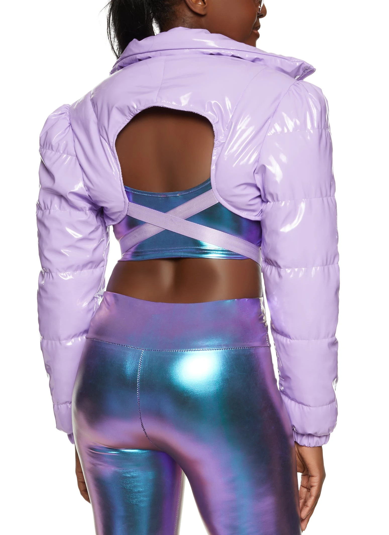 Release Buckle Strap Cropped Puffer Jacket - Image 3