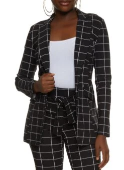 Windowpane Print Blazer
