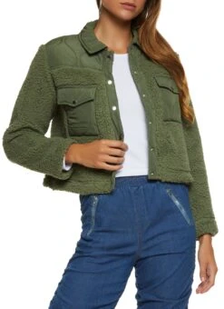Quilted Sherpa Flap Pocket Jacket