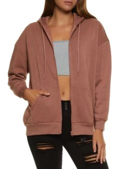 Oversized Fleece Zip Up Hoodie