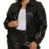 Plus Size Faux Leather Zip Front Jacket