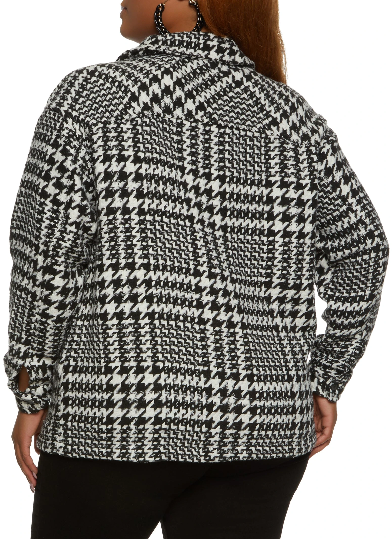 Plus Size Tweed Houndstooth Shacket - Image 5