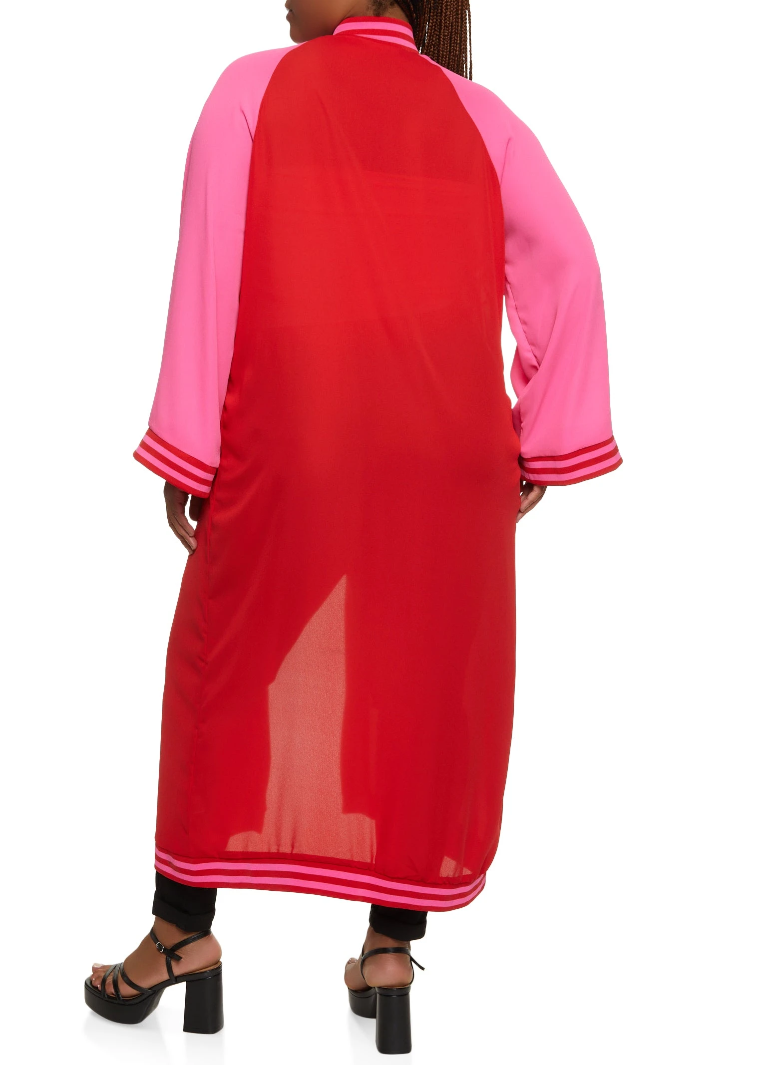 Plus Size Varsity Stripe Lightweight Jacket - Image 2