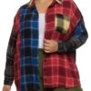 Plus Size Mixed Plaid Flannel Shirt