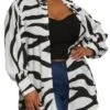 Plus Size Animal Print Button Front Tunic Shirt