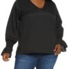 Plus Size Caged Back Chain Detail Long Sleeve Blouse