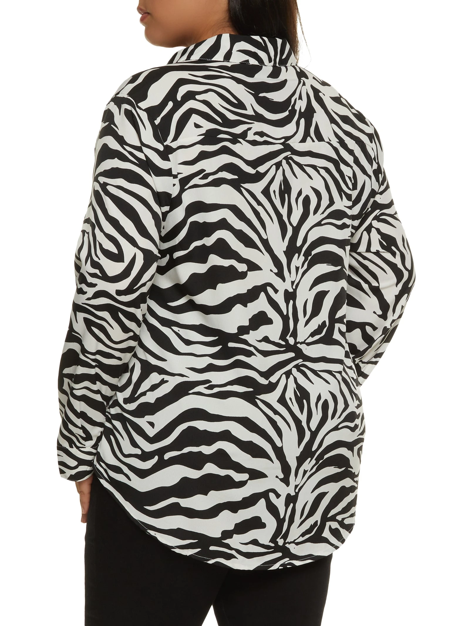Plus Size Zebra Print Button Front Shirt - Image 2
