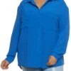Plus Size Airy Pocket Button Front Shirt
