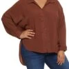 Plus Size Airy Button Front Shirt