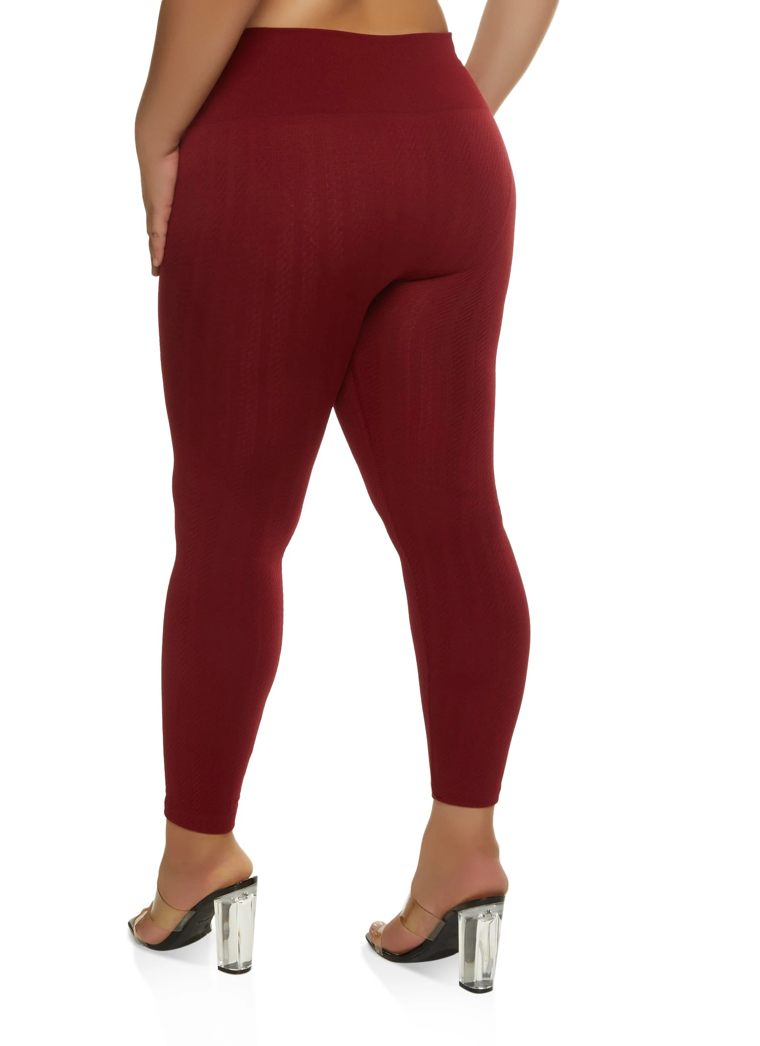 Plus Size Herringbone Textured Knit Leggings - Image 2