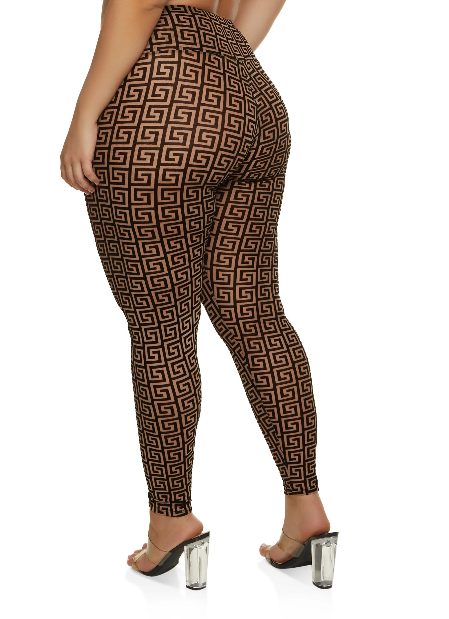 Plus Size Greek Key Velvet Burnout Leggings - Image 2
