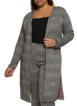 Plus Size Plaid Duster