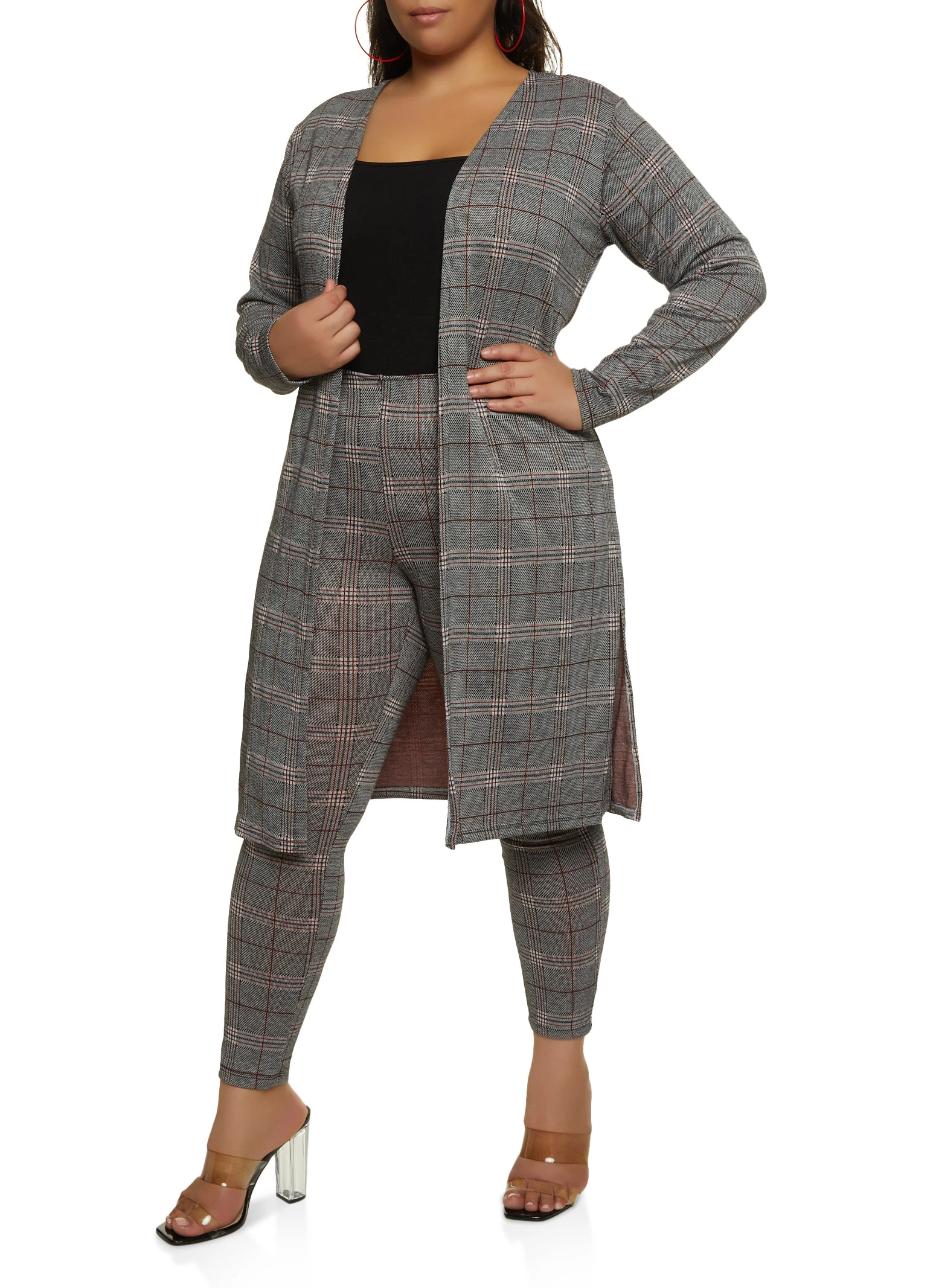 Plus Size Plaid Duster - Image 2