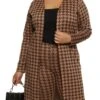Plus Size Houndstooth Print Duster