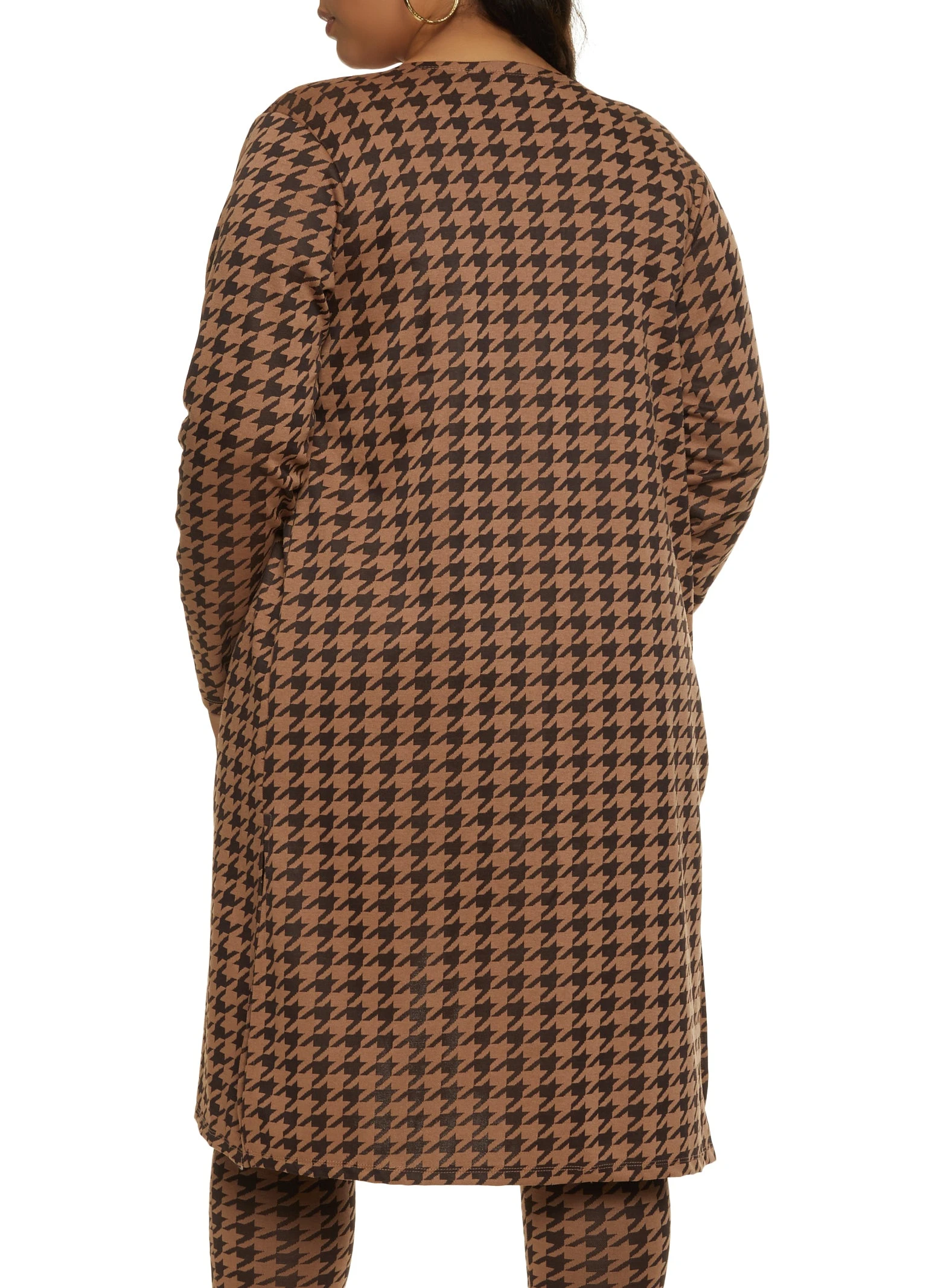 Plus Size Houndstooth Print Duster - Image 3