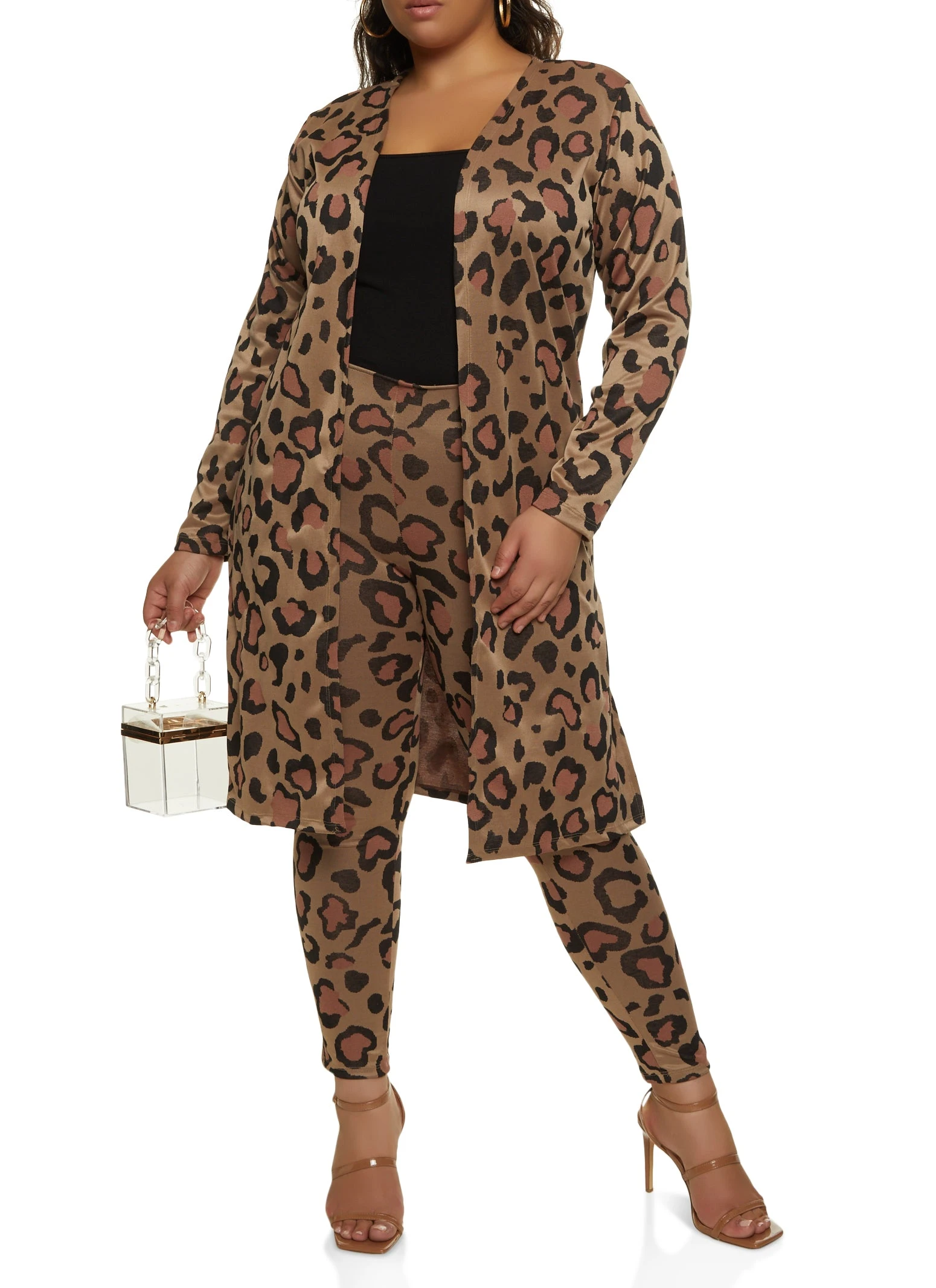 Plus Size Animal Print Long Sleeve Duster - Image 2