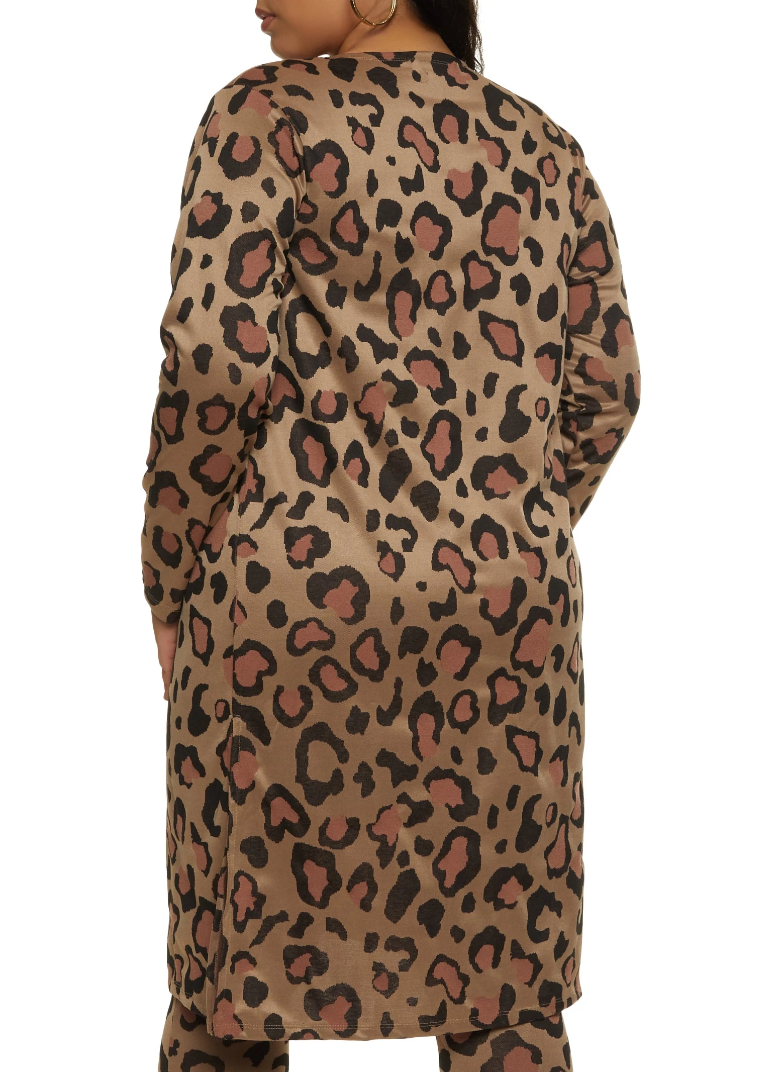 Plus Size Animal Print Long Sleeve Duster - Image 3