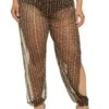 Plus Size Mesh Greek Key Side Slit Pants