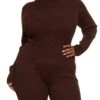 Plus Size Solid Ribbed Turtleneck Sweater