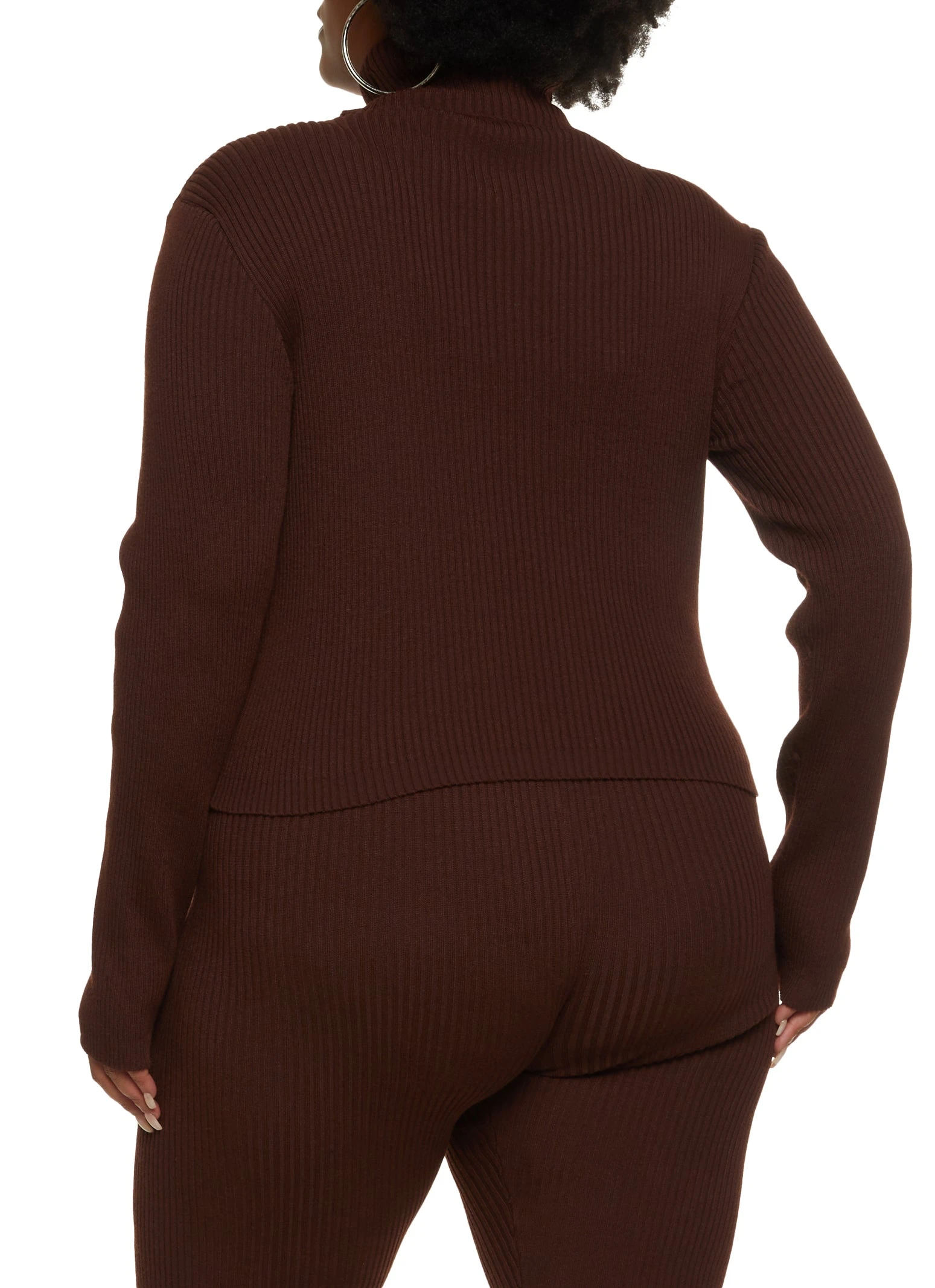 Plus Size Solid Ribbed Turtleneck Sweater - Image 3