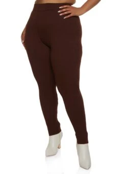 Plus Size Ribbed High Waist Leggings