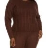 Plus Size Solid Cable Knit Sweater