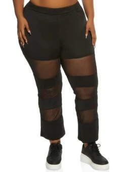 Plus Size Mesh Insert Pants