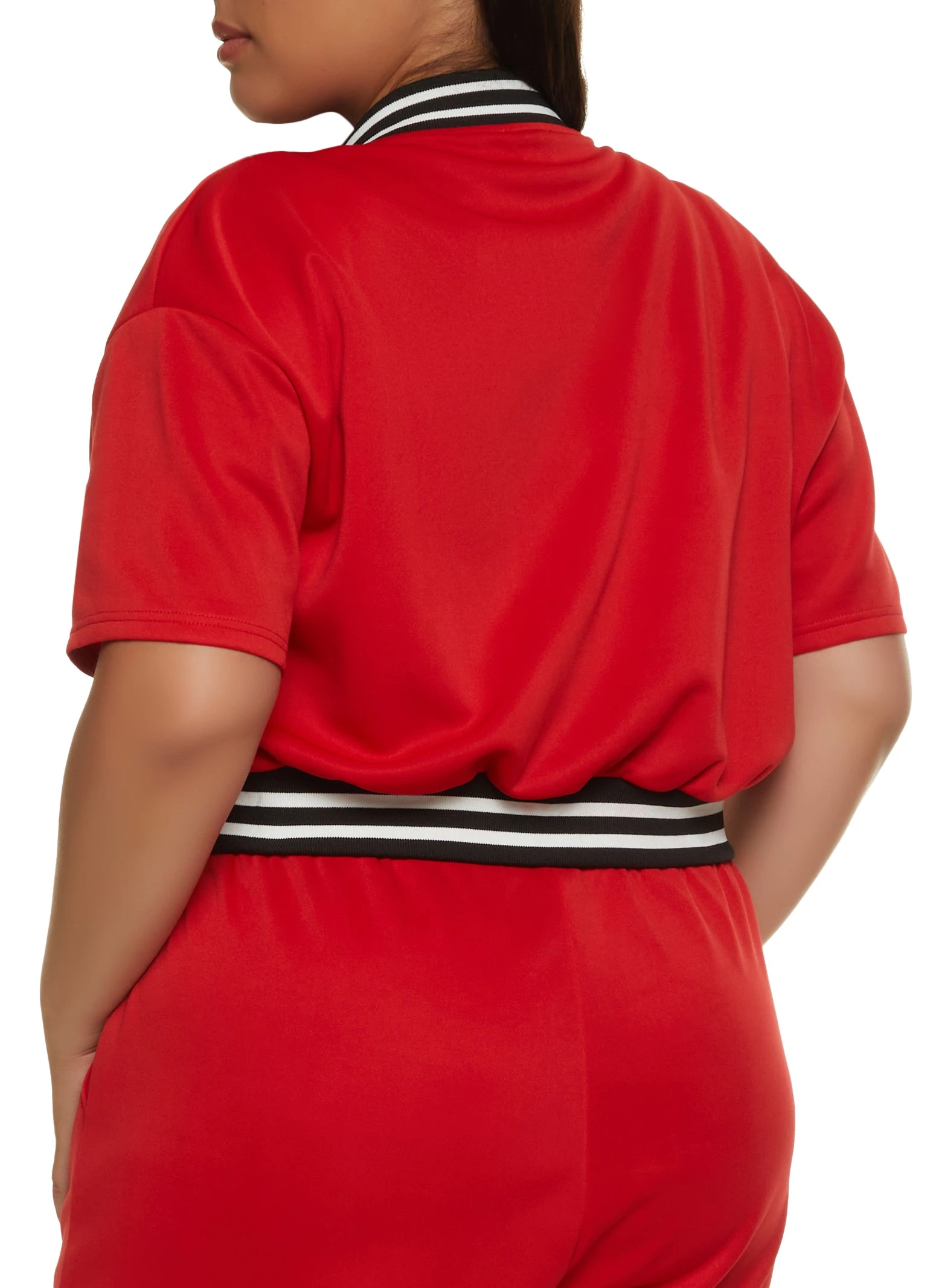 Plus Size Scuba Graphic Varsity Jacket - Image 3