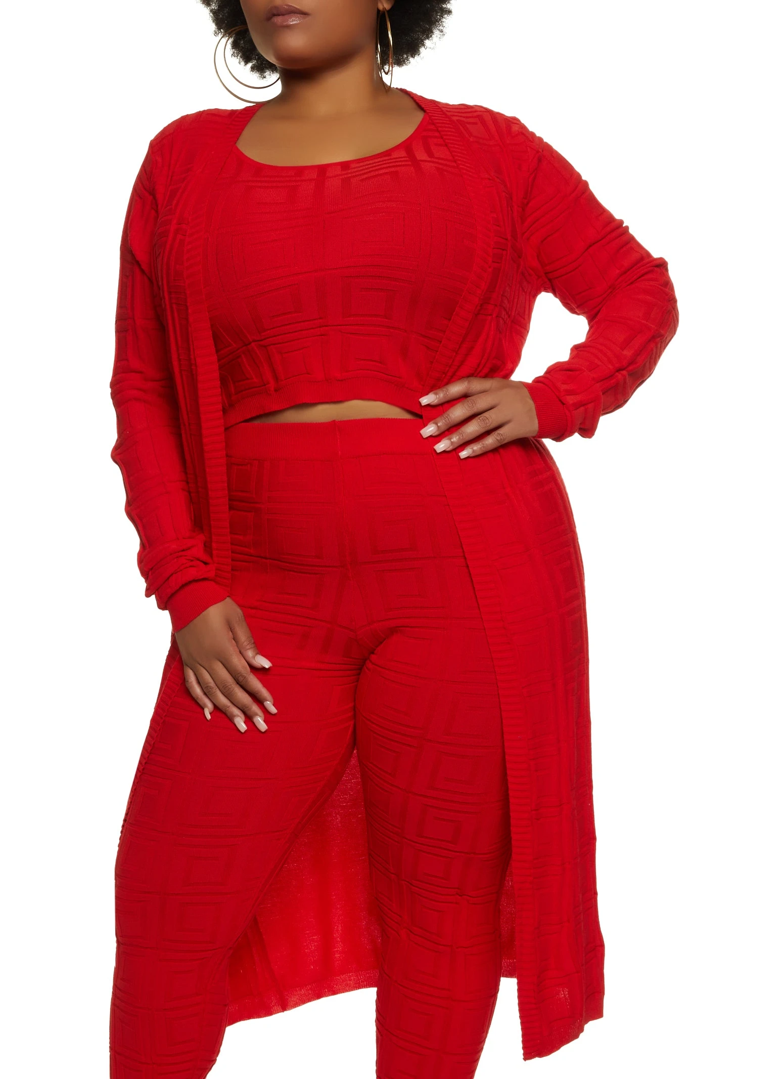 Plus Size Geo Knit Duster
