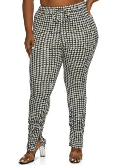 Plus Size Printed Drawstring Stacked Pants