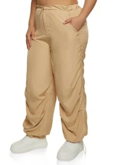 Plus Size Drawstring Hem Parachute Pants