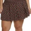 Plus Size Printed High Waist Pleated Skirt