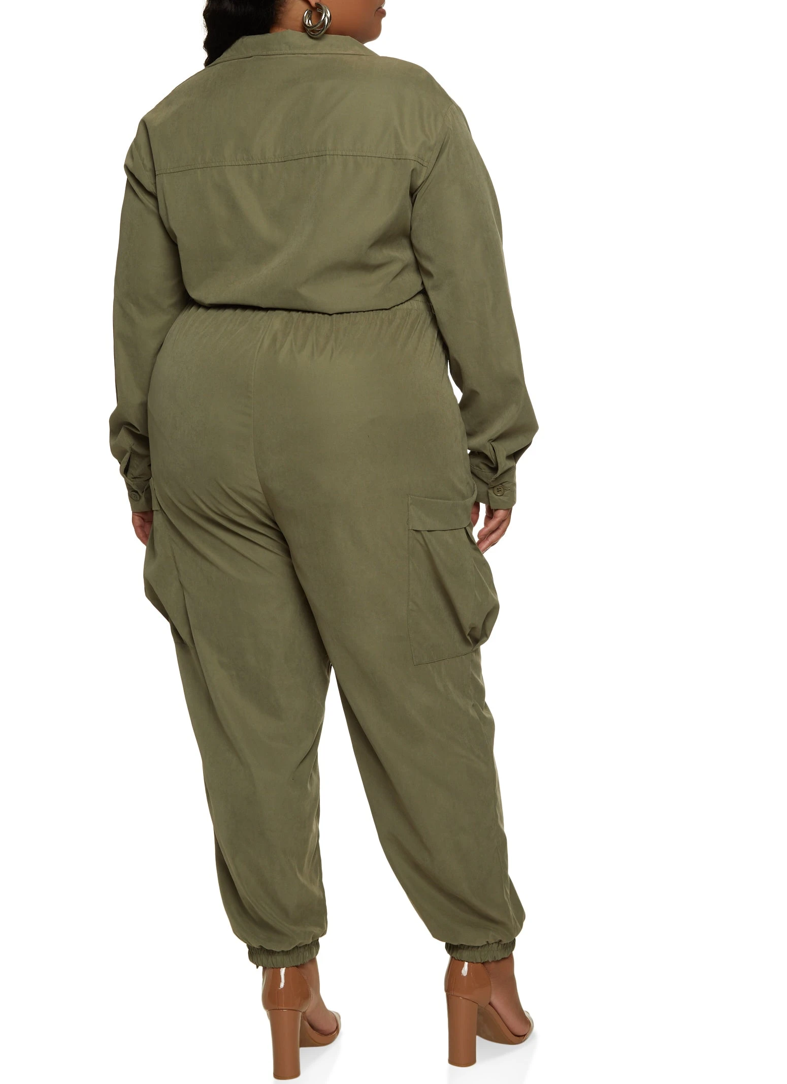 Plus Size Zip Up Cargo Jumpsuit - Image 5