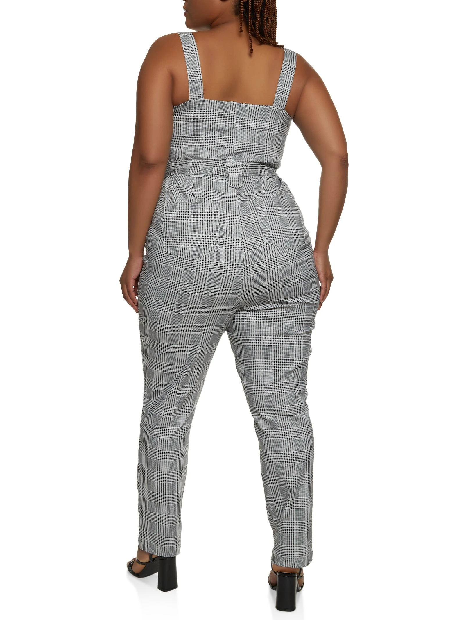 Plus Size Zip Detail Tie Waist Belted Jumpsuit - Image 2