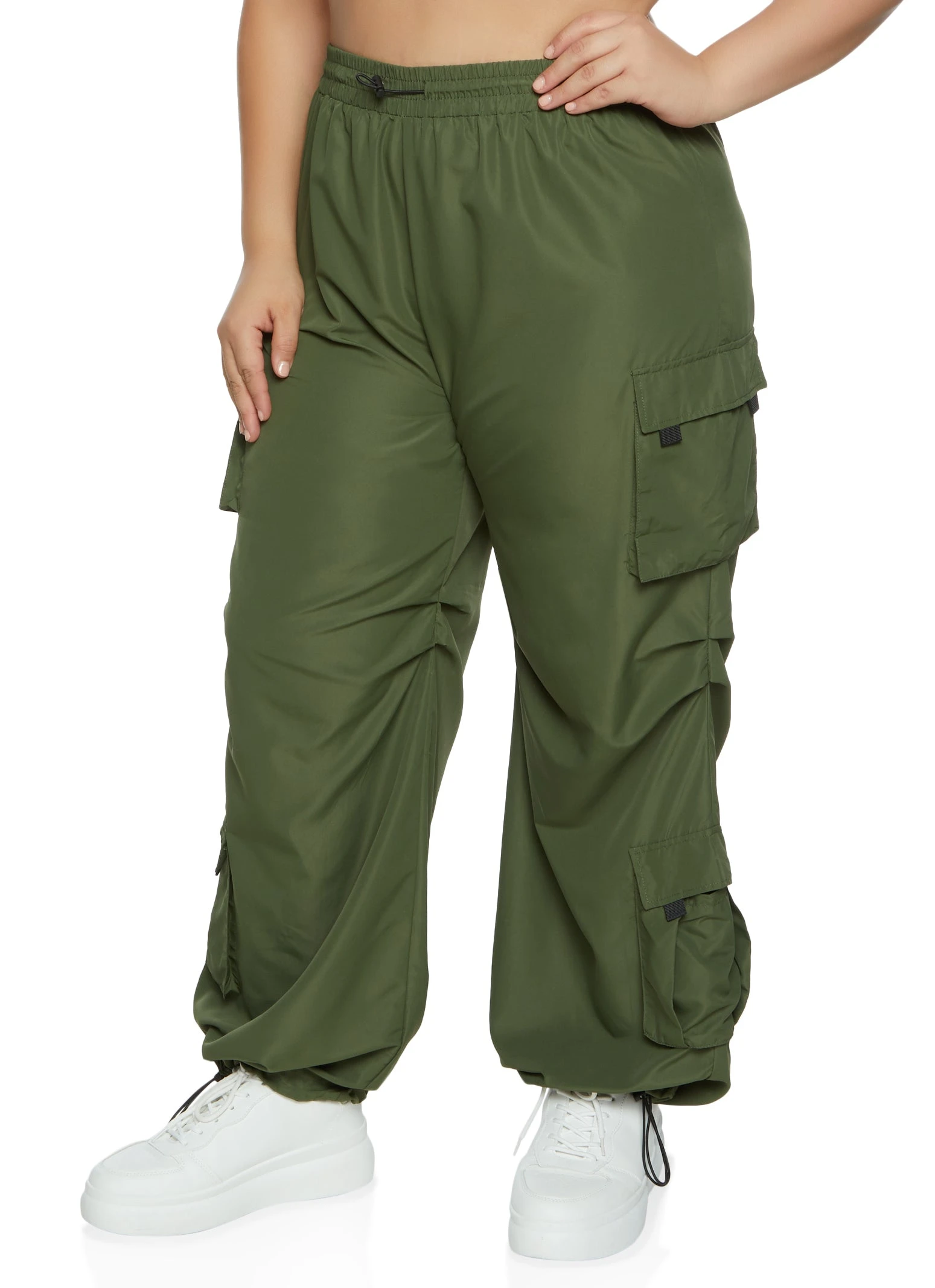 Plus Size Toggle Drawstring Parachute Pants