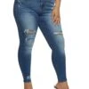 Plus Size WAX Distressed High Waist Skinny Jeans