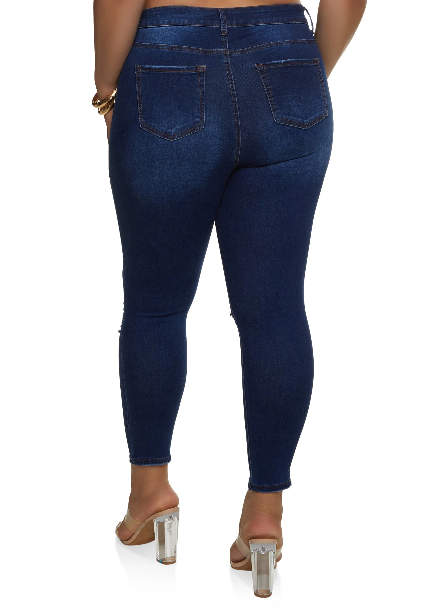 Plus Size WAX Ripped Knee Distressed Jeans - Image 2