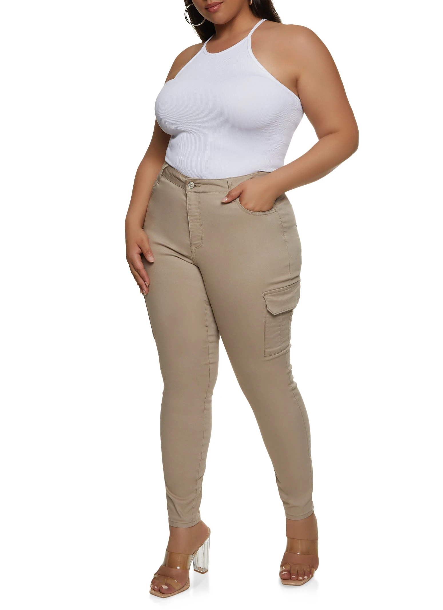 Plus Size WAX Cargo Pocket Skinny Pants - Image 2