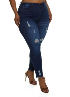 Plus Size WAX High Rise Distressed Push Up Skinny Jeans