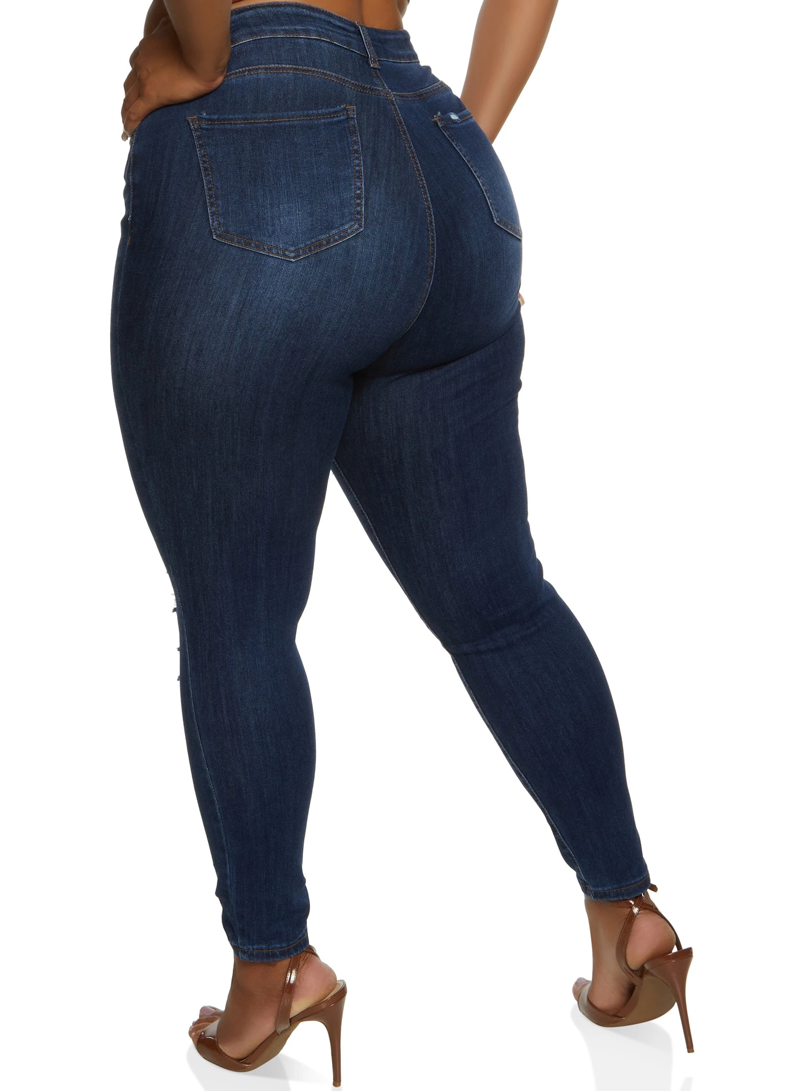 Plus Size WAX Ripped Skinny Leg Jeans - Image 2