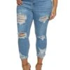 Plus Size WAX Distressed Rolled Cuff Jeans