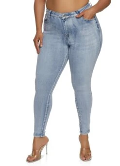 Plus Size WAX High Rise Whiskered Skinny Jeans
