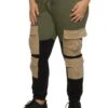 Plus Size Twill Color Block Cargo Joggers