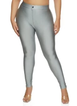 Plus Size Spandex Zip Front Skinny Pants