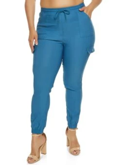 Plus Size Stretch Cargo Pocket Joggers