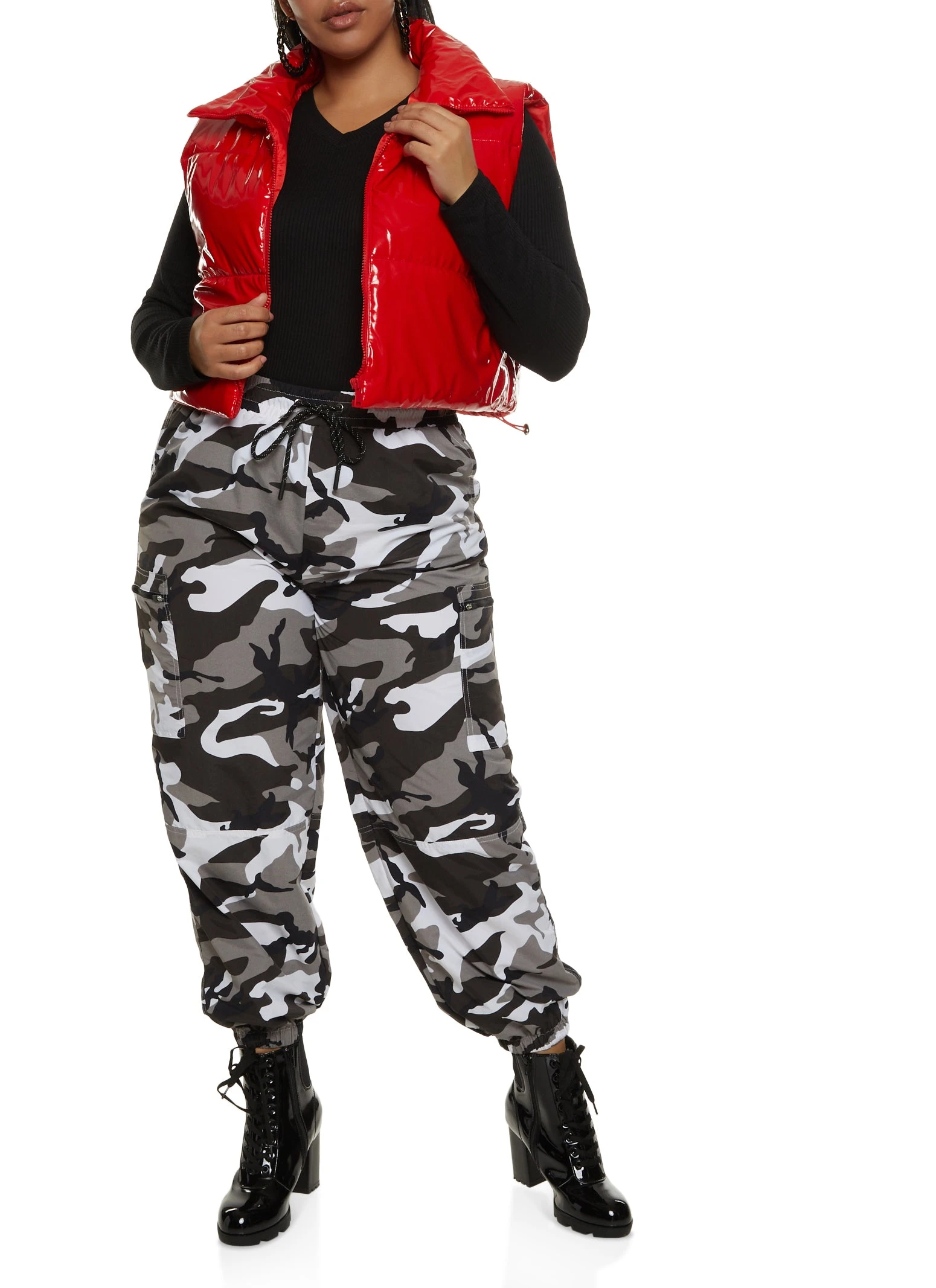 Plus Size Nylon Zip Pocket Joggers - Image 2