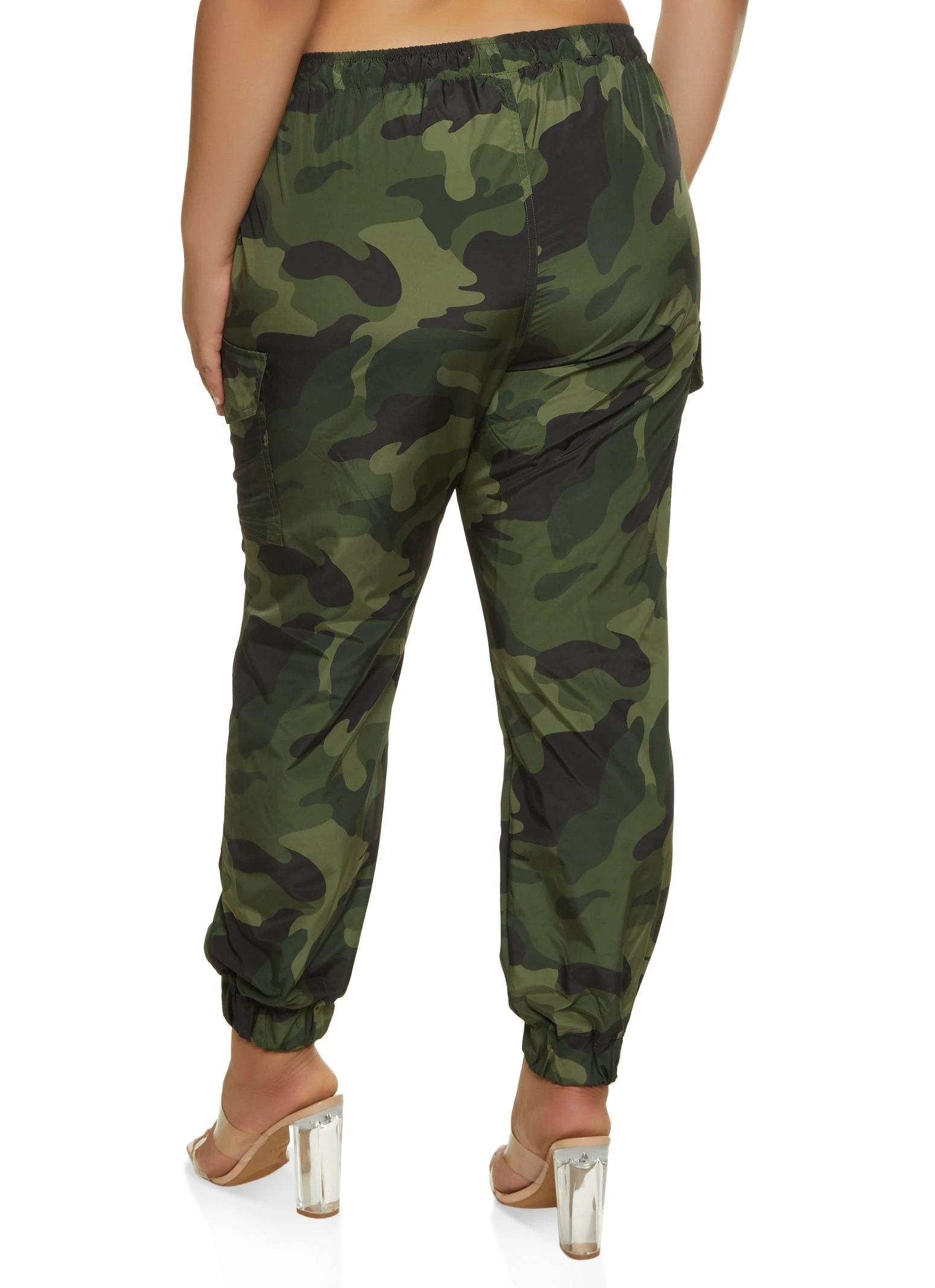 Plus Size Nylon Camo Cargo Joggers - Image 3