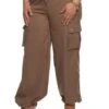 Plus Size Solid Drawstring Waist Cargo Joggers