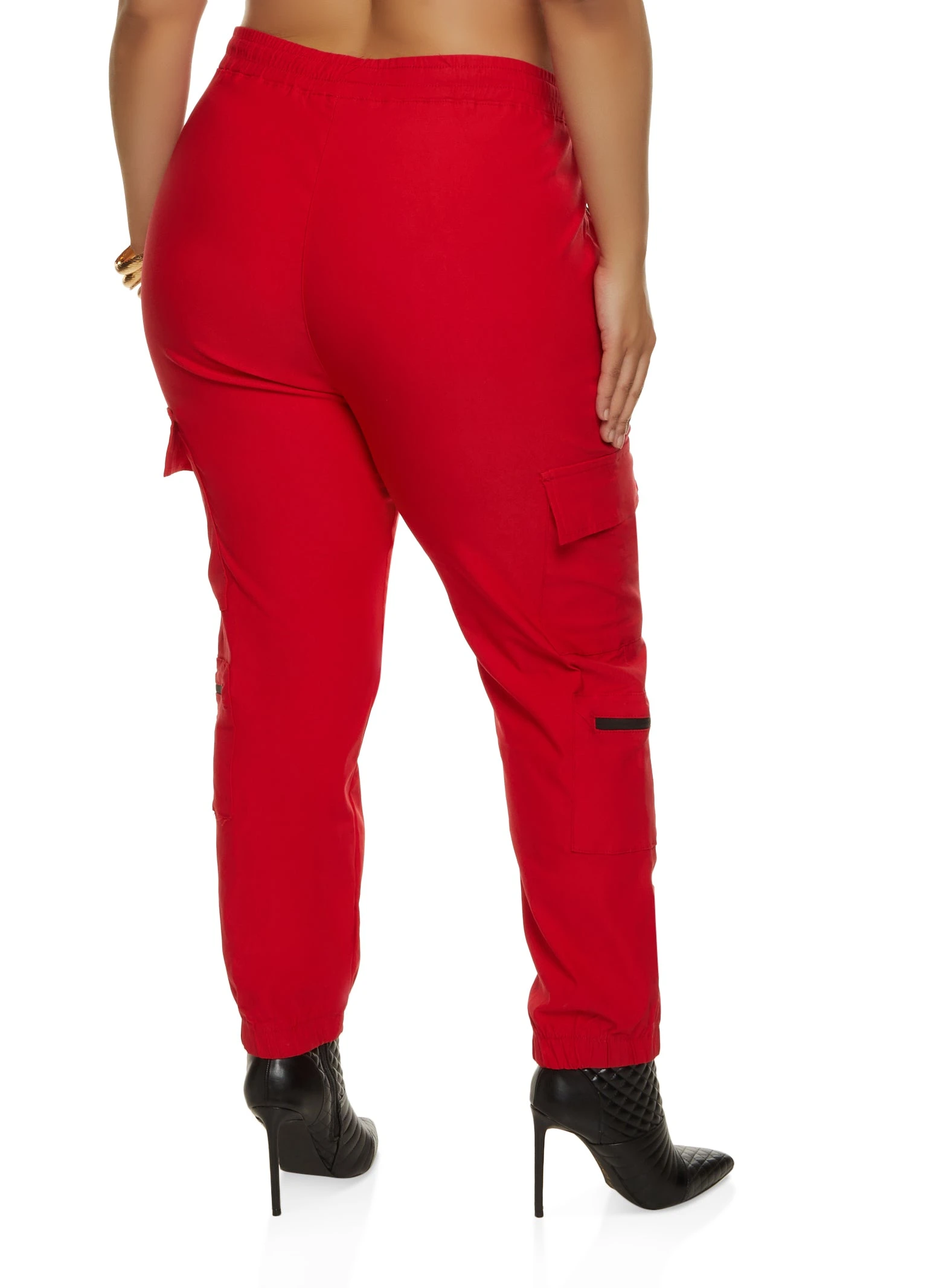Plus Size Zip Pocket Drawstring Cargo Joggers - Image 3
