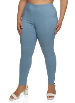 Plus Size Hyperstretch Pintuck Pull On Skinny Pants